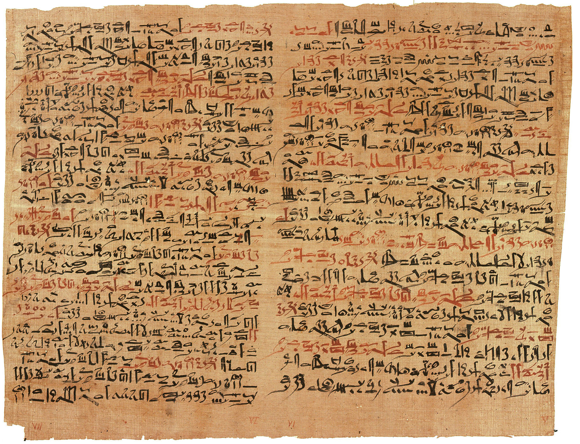 Hieratic script on Papyrus