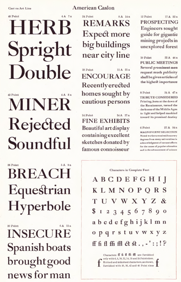 ATF Caslon Specimen 1923